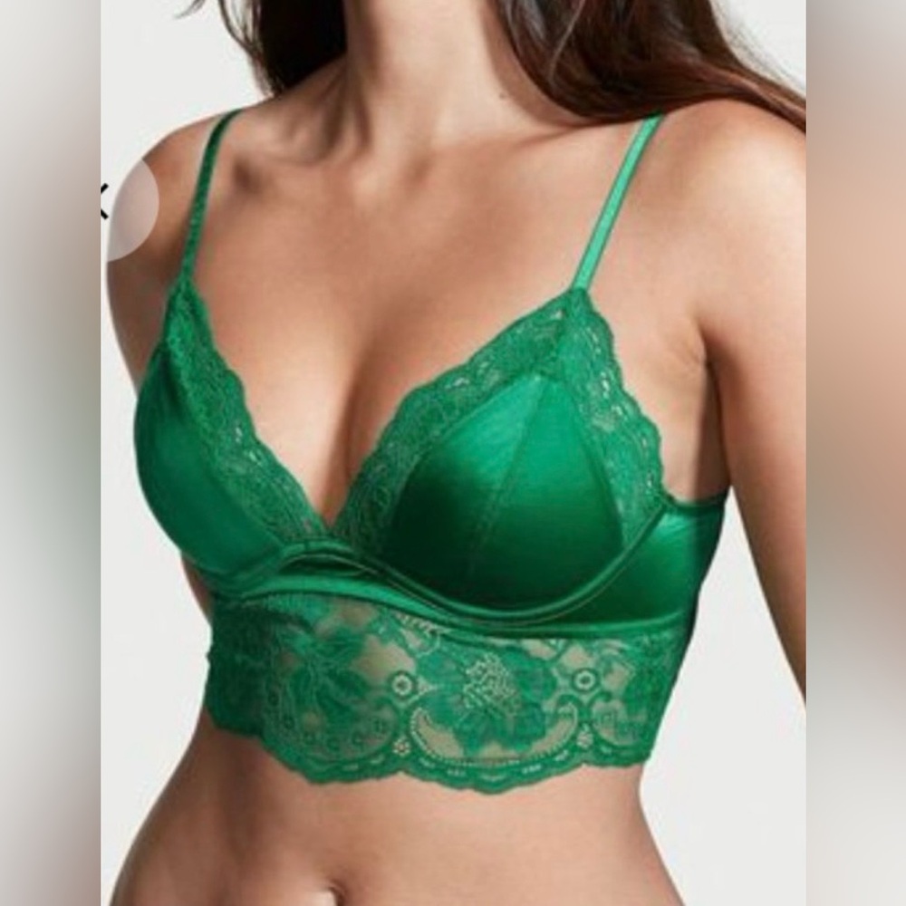 Victoria's Secret unlined bra top/bralette) in a vibrant emerald green Size M-DD